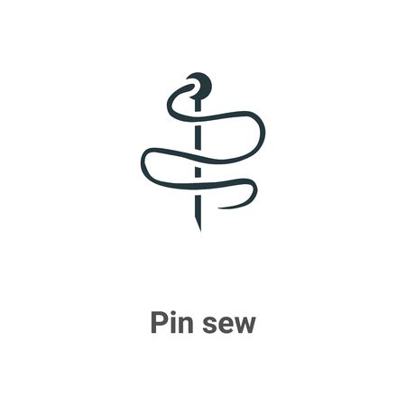 Pin sew vector icon on white background. Flat vector pin sew icon symbol sign from modern sew collection for mobile concept and web apps design.のイラスト素材