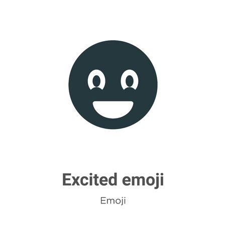 Excited emoji vector icon on white background. Flat vector excited emoji icon symbol sign from modern emoji collection for mobile concept and web apps design.のイラスト素材
