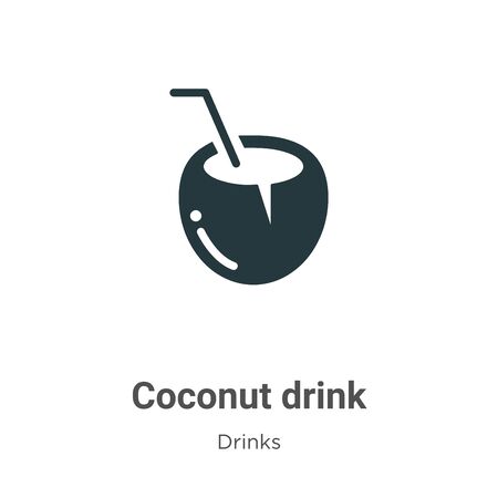 Coconut drink vector icon on white background. Flat vector coconut drink icon symbol sign from modern drinks collection for mobile concept and web apps design.のイラスト素材
