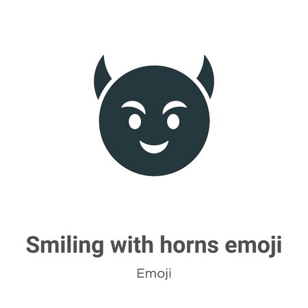 Smiling with horns emoji vector icon on white background. Flat vector smiling with horns emoji icon symbol sign from modern emoji collection for mobile concept and web apps design.のイラスト素材