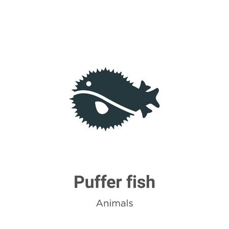 Puffer fish vector icon on white background. Flat vector puffer fish icon symbol sign from modern animals collection for mobile concept and web apps design.のイラスト素材