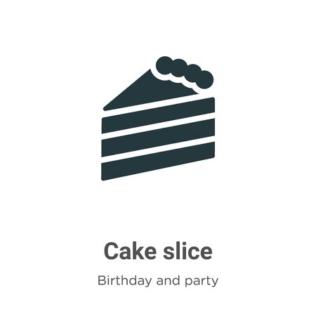 Cake slice vector icon on white background. Flat vector cake slice icon symbol sign from modern birthday and party collection for mobile concept and web apps design.のイラスト素材