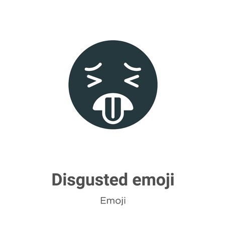 Disgusted emoji vector icon on white background. Flat vector disgusted emoji icon symbol sign from modern emoji collection for mobile concept and web apps design.のイラスト素材