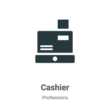 Cashier vector icon on white background. Flat vector cashier icon symbol sign from modern professions collection for mobile concept and web apps design.のイラスト素材