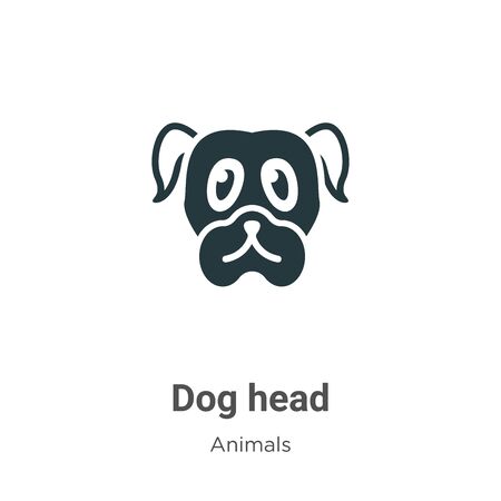 Dog head vector icon on white background. Flat vector dog head icon symbol sign from modern animals collection for mobile concept and web apps design.のイラスト素材