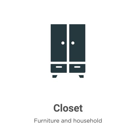 Closet vector icon on white background. Flat vector closet icon symbol sign from modern furniture and household collection for mobile concept and web apps design.のイラスト素材