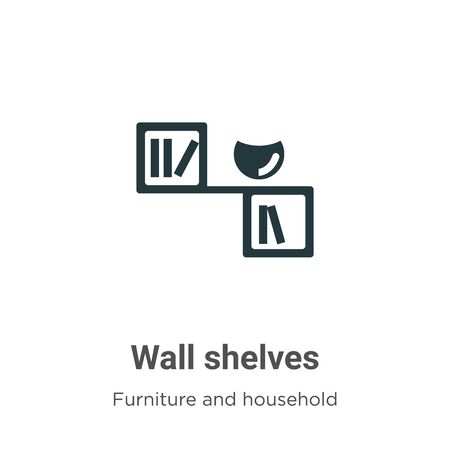 Wall shelves vector icon on white background. Flat vector wall shelves icon symbol sign from modern furniture and household collection for mobile concept and web apps design.のイラスト素材