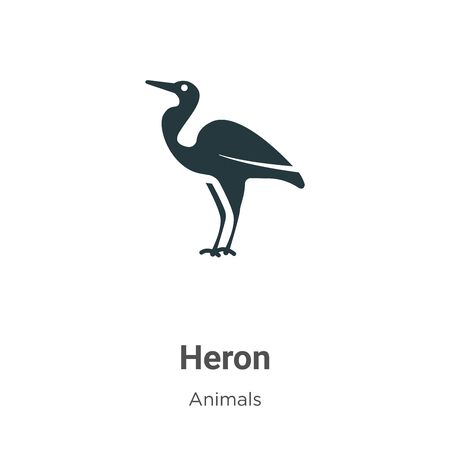 Heron vector icon on white background. Flat vector heron icon symbol sign from modern animals collection for mobile concept and web apps design.のイラスト素材