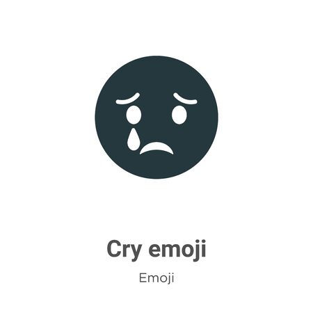 Cry emoji vector icon on white background. Flat vector cry emoji icon symbol sign from modern emoji collection for mobile concept and web apps design.のイラスト素材