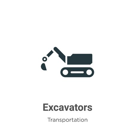 Excavators vector icon on white background. Flat vector excavators icon symbol sign from modern transportation collection for mobile concept and web apps design.のイラスト素材