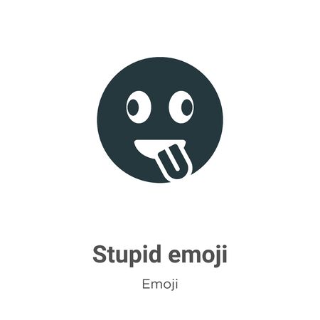 Stupid emoji vector icon on white background. Flat vector stupid emoji icon symbol sign from modern emoji collection for mobile concept and web apps design.のイラスト素材
