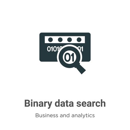 Binary data search vector icon on white background. Flat vector binary data search icon symbol sign from modern business and analytics collection for mobile concept and web apps design.のイラスト素材