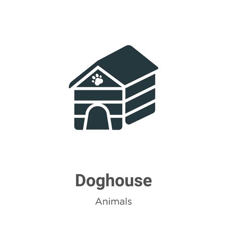Doghouse vector icon on white background. Flat vector doghouse icon symbol sign from modern animals collection for mobile concept and web apps design.のイラスト素材