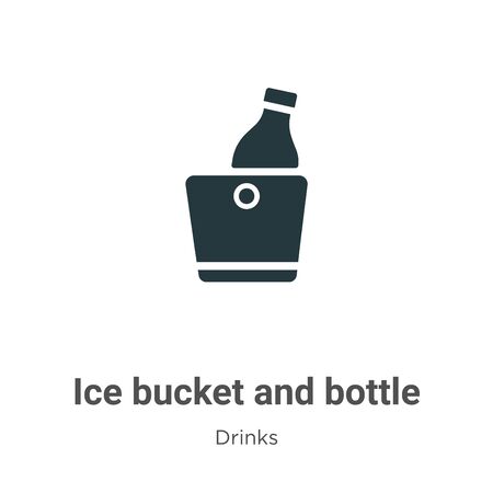 Ice bucket and bottle vector icon on white background. Flat vector ice bucket and bottle icon symbol sign from modern drinks collection for mobile concept and web apps design.のイラスト素材