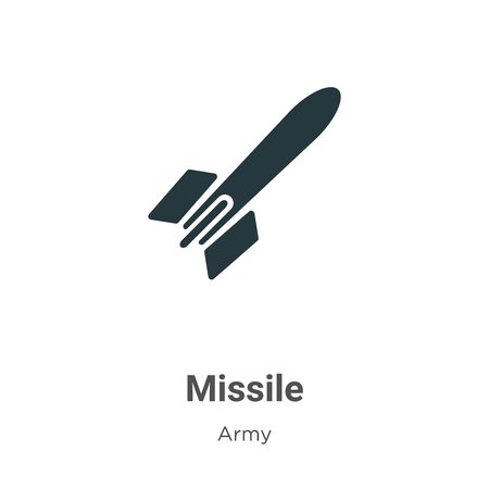 Missile vector icon on white background. Flat vector missile icon symbol sign from modern army collection for mobile concept and web apps design.のイラスト素材