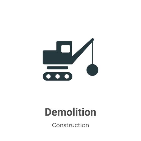 Demolition vector icon on white background. Flat vector demolition icon symbol sign from modern construction collection for mobile concept and web apps design.のイラスト素材