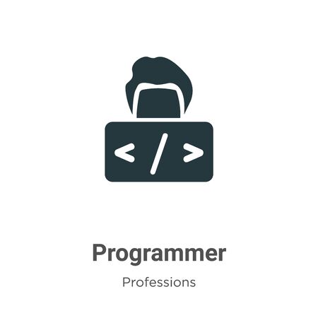 Programmer vector icon on white background. Flat vector programmer icon symbol sign from modern professions collection for mobile concept and web apps design.のイラスト素材