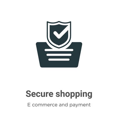 Secure shopping vector icon on white background. Flat vector secure shopping icon symbol sign from modern e commerce and payment collection for mobile concept and web apps design.のイラスト素材
