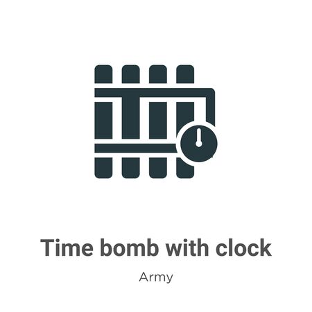 Time bomb with clock vector icon on white background. Flat vector time bomb with clock icon symbol sign from modern army collection for mobile concept and web apps design.のイラスト素材