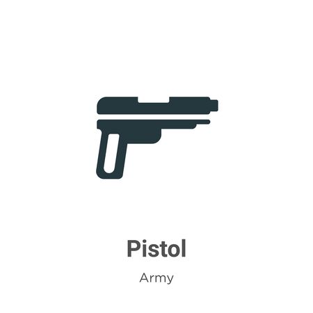 Pistol vector icon on white background. Flat vector pistol icon symbol sign from modern army collection for mobile concept and web apps design.のイラスト素材