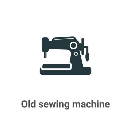 Old sewing machine vector icon on white background. Flat vector old sewing machine icon symbol sign from modern sew collection for mobile concept and web apps design.のイラスト素材