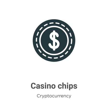 Casino chips vector icon on white background. Flat vector casino chips icon symbol sign from modern cryptocurrency collection for mobile concept and web apps design.のイラスト素材