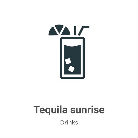 Tequila sunrise vector icon on white background. Flat vector tequila sunrise icon symbol sign from modern drinks collection for mobile concept and web apps design.のイラスト素材