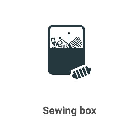Sewing box vector icon on white background. Flat vector sewing box icon symbol sign from modern sew collection for mobile concept and web apps design.のイラスト素材