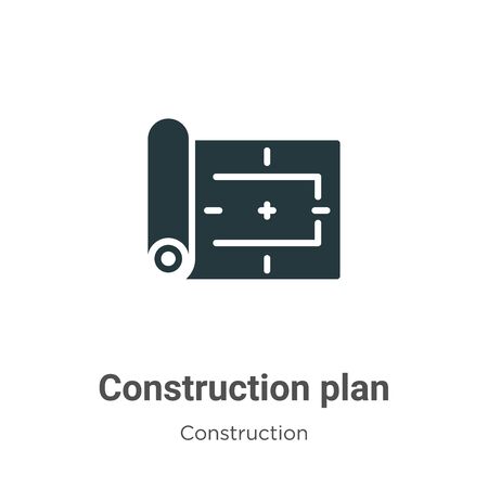 Construction plan vector icon on white background. Flat vector construction plan icon symbol sign from modern construction collection for mobile concept and web apps design.のイラスト素材