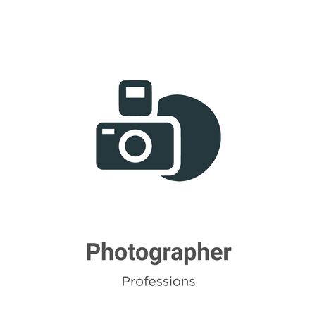 Photographer vector icon on white background. Flat vector photographer icon symbol sign from modern professions collection for mobile concept and web apps design.のイラスト素材