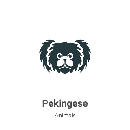 Pekingese vector icon on white background. Flat vector pekingese icon symbol sign from modern animals collection for mobile concept and web apps design.のイラスト素材