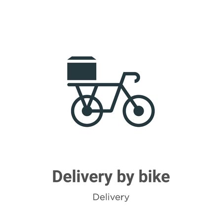 Delivery by bike vector icon on white background. Flat vector delivery by bike icon symbol sign from modern delivery collection for mobile concept and web apps design.のイラスト素材