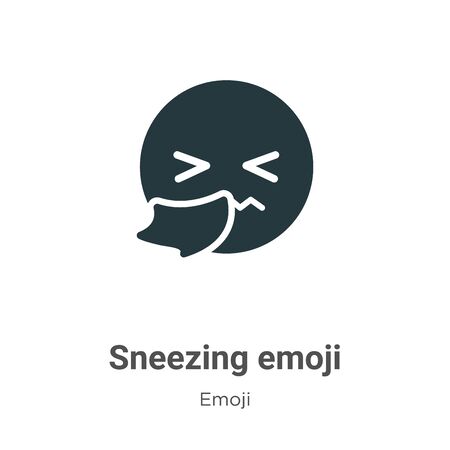 Sneezing emoji vector icon on white background. Flat vector sneezing emoji icon symbol sign from modern emoji collection for mobile concept and web apps design.のイラスト素材