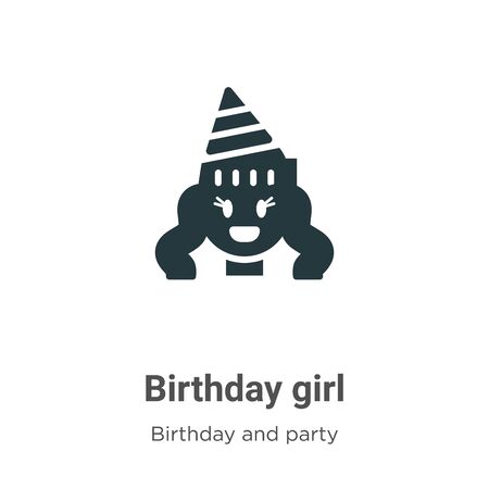 Birthday girl vector icon on white background. Flat vector birthday girl icon symbol sign from modern birthday and party collection for mobile concept and web apps design.のイラスト素材