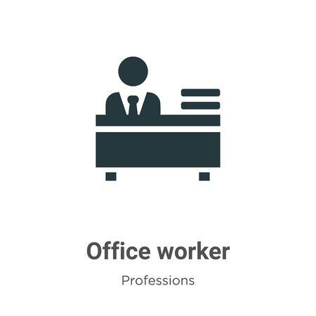 Office worker vector icon on white background. Flat vector office worker icon symbol sign from modern professions collection for mobile concept and web apps design.のイラスト素材