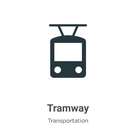 Tramway vector icon on white background. Flat vector tramway icon symbol sign from modern transportation collection for mobile concept and web apps design.のイラスト素材