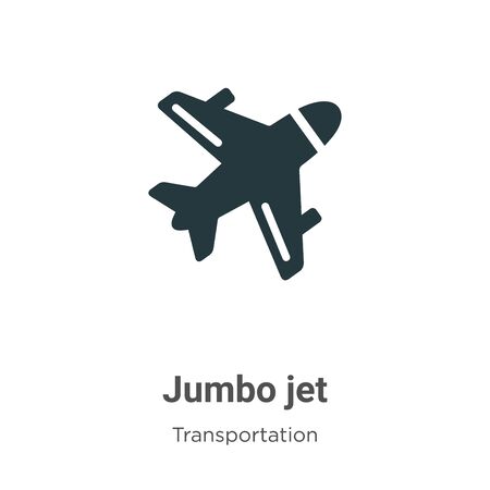 Jumbo jet vector icon on white background. Flat vector jumbo jet icon symbol sign from modern transportation collection for mobile concept and web apps design.のイラスト素材