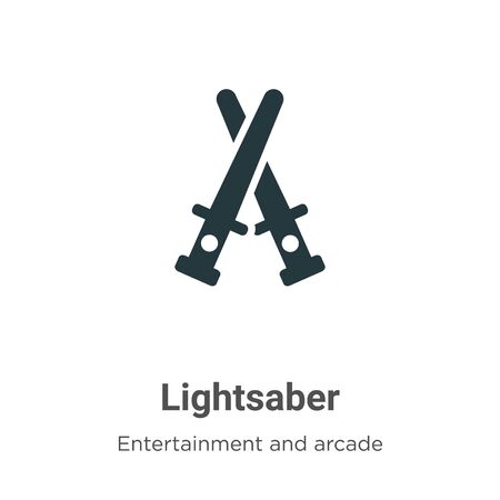 Lightsaber vector icon on white background. Flat vector lightsaber icon symbol sign from modern entertainment and arcade collection for mobile concept and web apps design.のイラスト素材