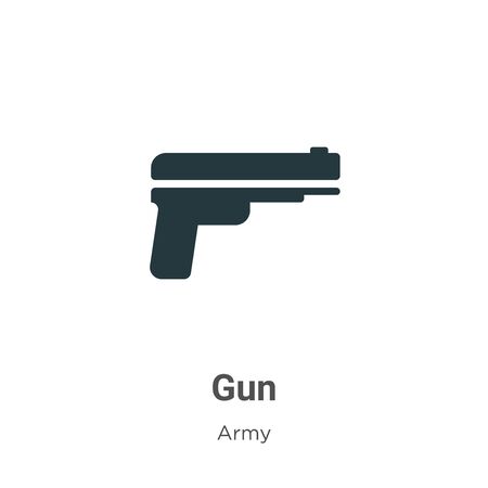 Gun vector icon on white background. Flat vector gun icon symbol sign from modern army collection for mobile concept and web apps design.のイラスト素材