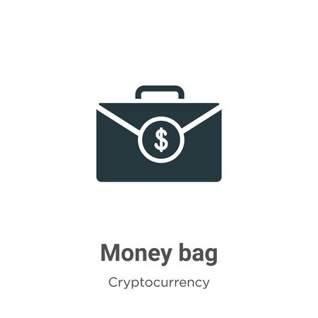 Money bag vector icon on white background. Flat vector money bag icon symbol sign from modern cryptocurrency collection for mobile concept and web apps design.のイラスト素材