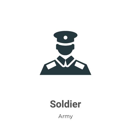 Soldier vector icon on white background. Flat vector soldier icon symbol sign from modern army collection for mobile concept and web apps design.のイラスト素材