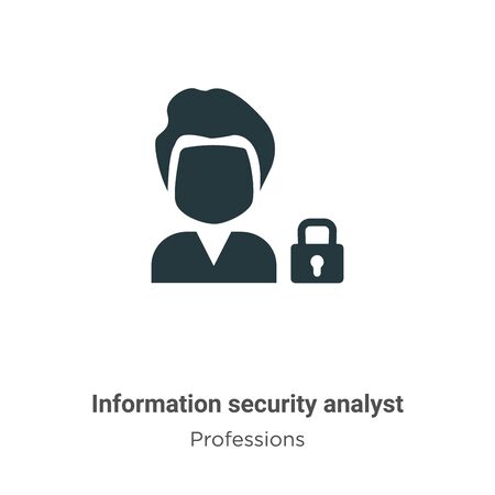 Information security analyst vector icon on white background. Flat vector information security analyst icon symbol sign from modern professions collection for mobile concept and web apps design.のイラスト素材