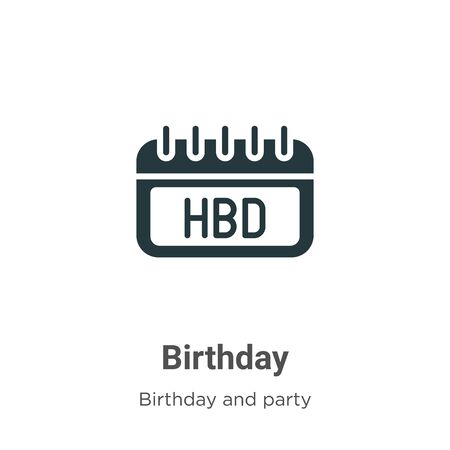 Birthday vector icon on white background. Flat vector birthday icon symbol sign from modern birthday and party collection for mobile concept and web apps design.のイラスト素材