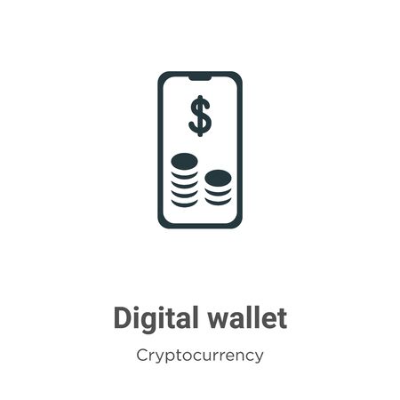 Digital wallet vector icon on white background. Flat vector digital wallet icon symbol sign from modern cryptocurrency collection for mobile concept and web apps design.のイラスト素材