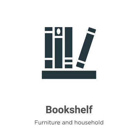 Bookshelf vector icon on white background. Flat vector bookshelf icon symbol sign from modern furniture and household collection for mobile concept and web apps design.のイラスト素材