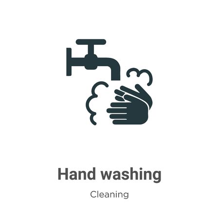 Hand washing vector icon on white background. Flat vector hand washing icon symbol sign from modern cleaning collection for mobile concept and web apps design.のイラスト素材