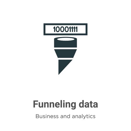 Funneling data vector icon on white background. Flat vector funneling data icon symbol sign from modern business and analytics collection for mobile concept and web apps design.のイラスト素材