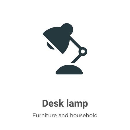 Desk lamp vector icon on white background. Flat vector desk lamp icon symbol sign from modern furniture and household collection for mobile concept and web apps design.のイラスト素材