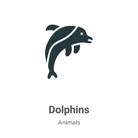 Dolphins vector icon on white background. Flat vector dolphins icon symbol sign from modern animals collection for mobile concept and web apps design.のイラスト素材
