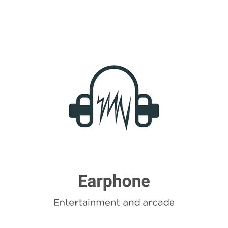 Earphone vector icon on white background. Flat vector earphone icon symbol sign from modern entertainment and arcade collection for mobile concept and web apps design.のイラスト素材